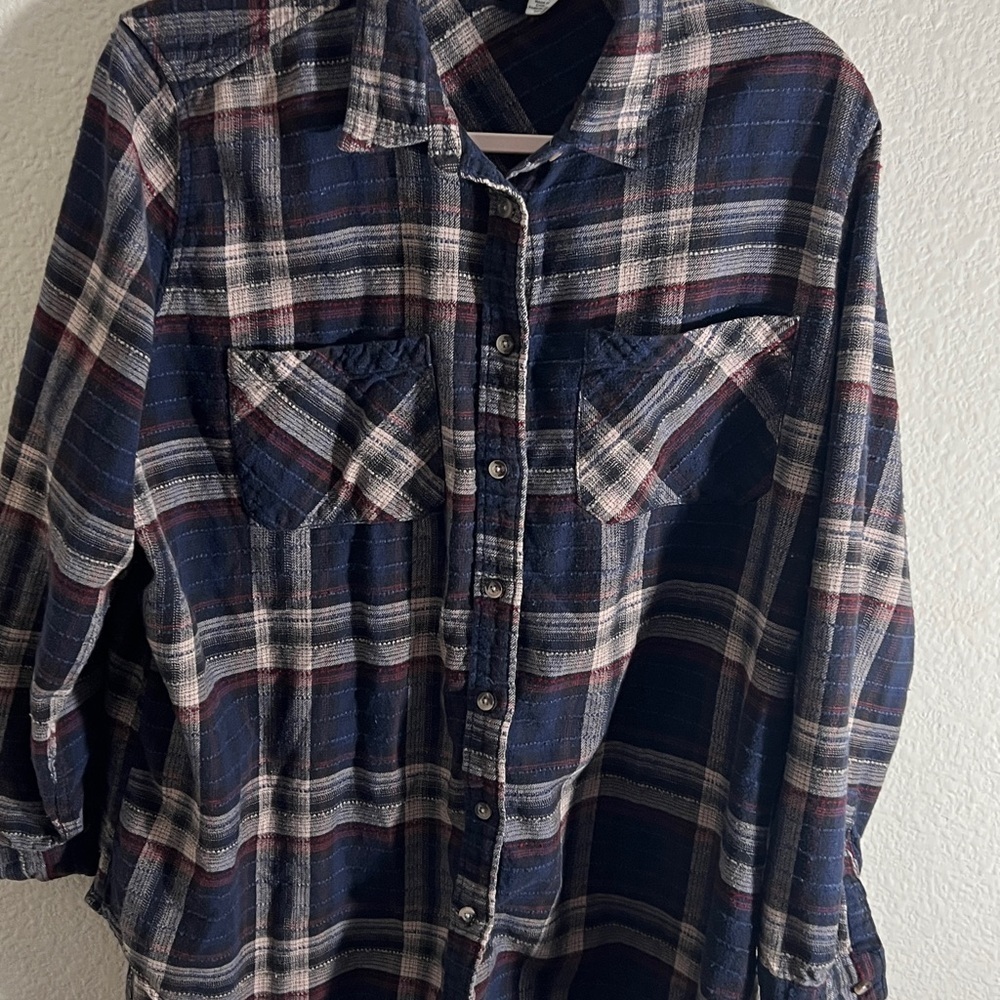Urban Outfitters BDG sz M Brendan Drapey Flannel Plaid Button Shirt - Picture 3 of 10